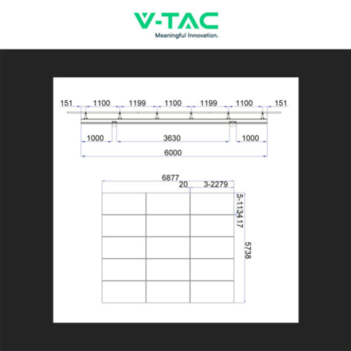 V-Tac Kit Tettoia in Metallo da 2 Posti Auto con 15 Pannelli Solari